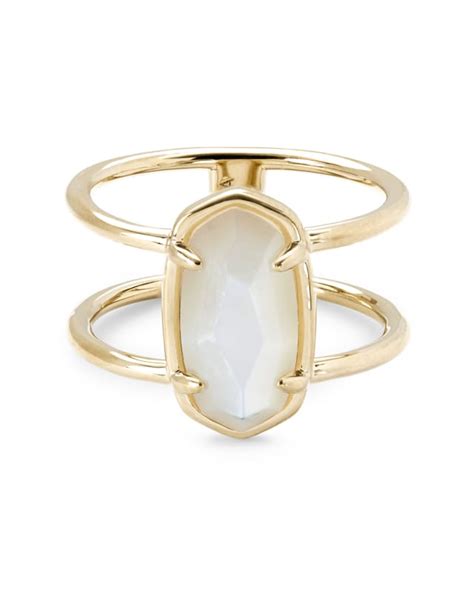 Elyse 18k Gold Vermeil Double Band Ring In Ivory Mother Of Pearl Best