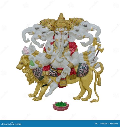 Five Headed Iconographical Form Of The Hindu God Ganesha Ganapati On