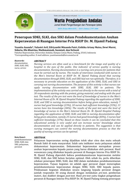 PDF Penerapan SDKI SLKI Dan SIKI Dalam Pendokumentasian Asuhan