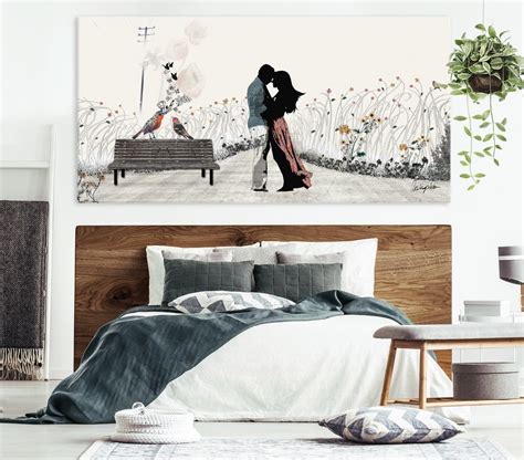 Couple in Love Painting, Bedroom Wall Art Canvas, Large Canvas Print ...