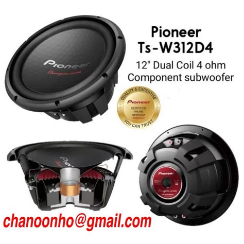 Pioneer Ts W312d4 12″ Dual Voice Coil 4 Ohm Component Subwoofer