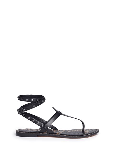 Lyst Sam Edelman Gabriela Stud Strap Flat Sandals In Black