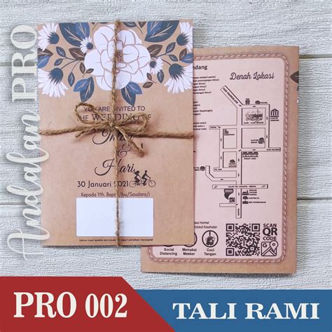 Jual PRO 002 Varian Tali Rami Cetak Undangan Pernikahan Rustic