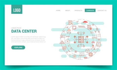 Premium Vector Data Center Concept With Circle Icon For Website