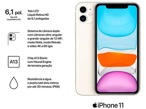 IPhone 11 Apple 128GB Branco 6 1 12MP IOS IPhone 11 Magazine Luiza