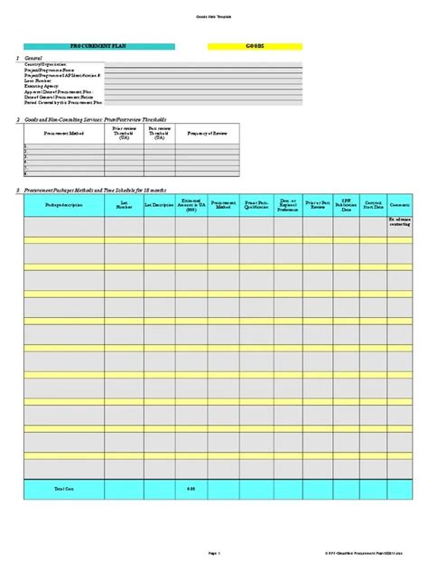 Simple Procurement Plan Template Excel Printable Word Searches