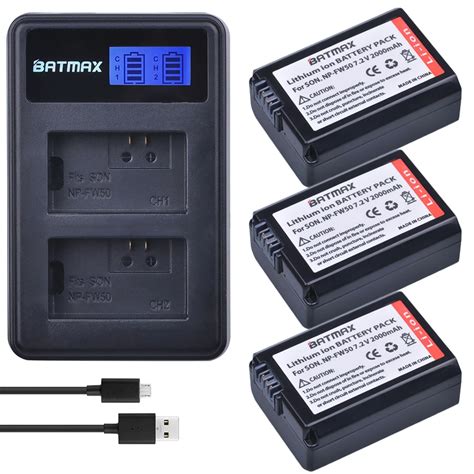 Batmax Mah Np Fw Npfw Battery Lcd Dual Usb Charger For Sony Nex