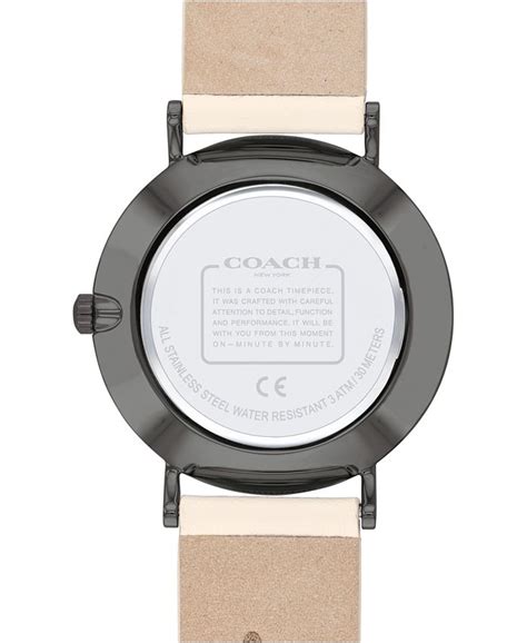 Coach Womens Perry Chalk Leather Strap Watch 36mm Macys