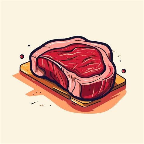 Un Dibujo De Un Trozo De Carne En Una Tabla De Cortar Vector Premium