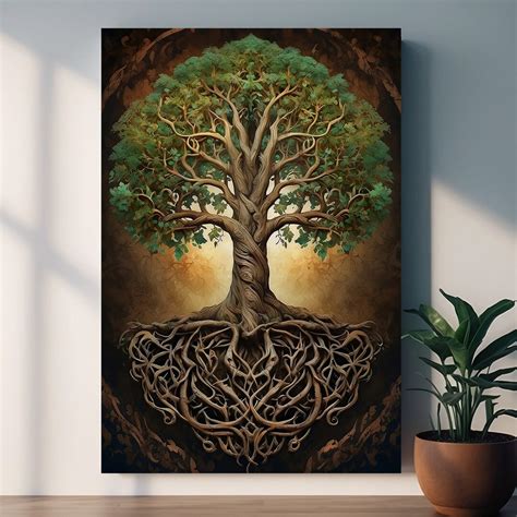 Tree Of Life Canvas Wall Art Yggdrasil Canvas Mandala Home Decor