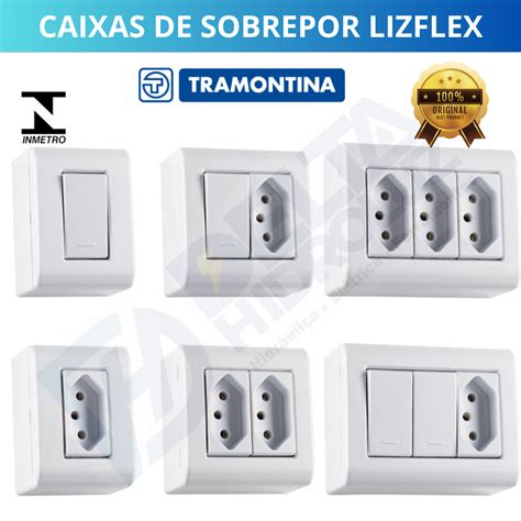 Conjunto Caixa De Sobrepor Tomada E Interruptor LizFlex Tramontina Kit