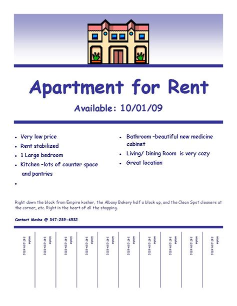 Apartment For Rent Flyer Template Free