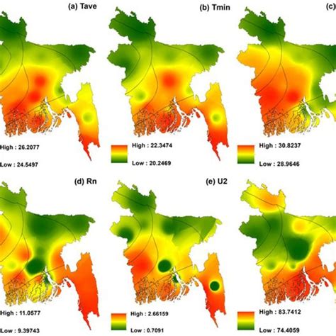 Spatial Distribution Of Multi Year Mean Meteorological Variables In