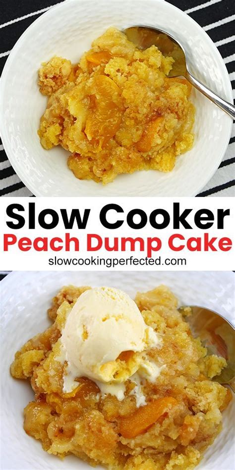 Slow Cooker Peach Dump Cake Recipe Peach Dump Cake Slow Cooker Cake Recipes Slow Cooker