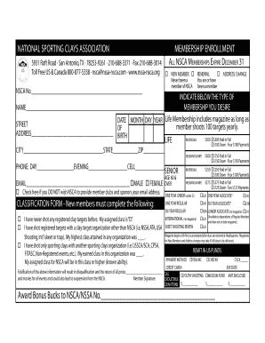 Fillable Online Nssa Nsca All NSCA Memberships Expire December 31