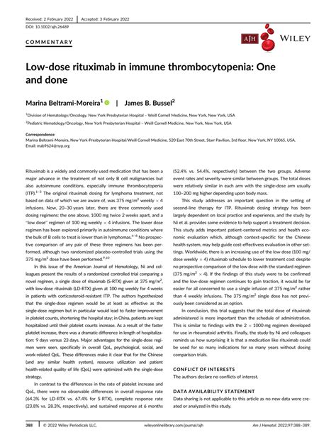 Lowdose Rituximab In Itp One And Done Request Pdf