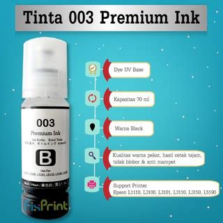 Tinta 003 Premium Ink Refill Printer Epson L1110 L3100 L3101 L3110