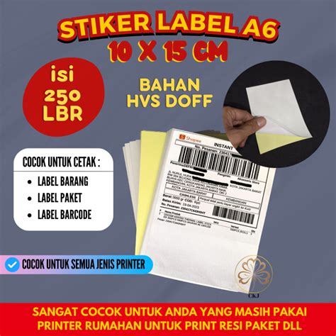 Jual LABEL STIKER A6 ISI 250 LEMBAR KERTAS STIKER HVS UKURAN A6