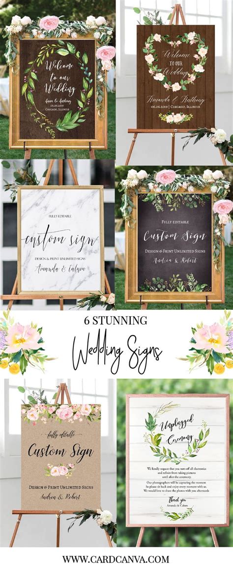 Perfect Diy Editable Printable Wedding Signs With Rustic Greenery