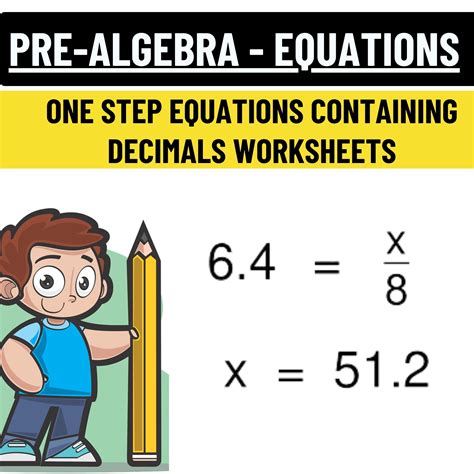 Pre Algebra Equations One Step Equations Containing Decimals