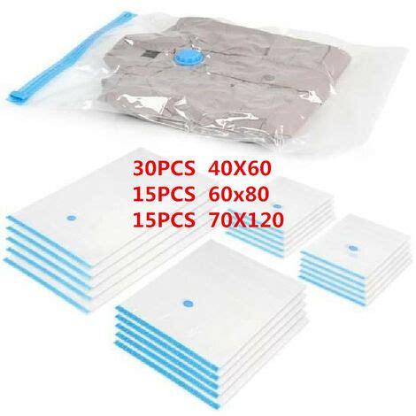 60x Sac de rangement sous vide 3 tailles 30 pièce 40 60 15 pièce 60 80