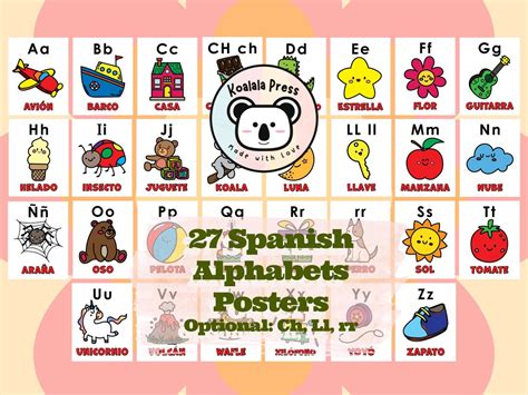 Vibrant Colorful Spanish Alphabet Posters With Bonus Coloring - Etsy