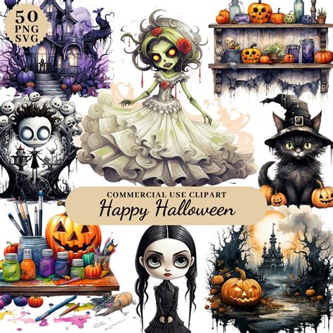 Halloween Nightmare Clipart Bundle, Halloween SVG PNG Clipart ...