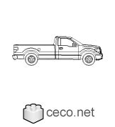 Autocad Drawing F Ford Pick Up Regular Cab Top View Dwg