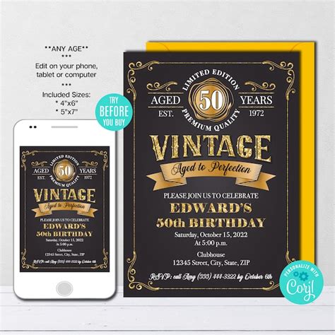 Whiskey Label Party Invitation Etsy