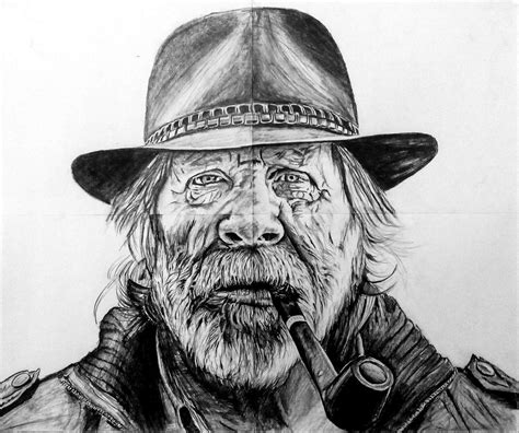 Old Man Pencil Portrait by Jay - Stoned Santa