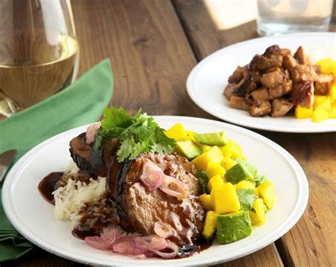 Hoisin Glazed Pork Tenderloin With Avocado Mango Salad Recipe Sidechef