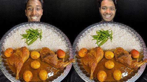 Spicy Whole Chicken Curry Egg Curry With Rice Eating Challenge Friend