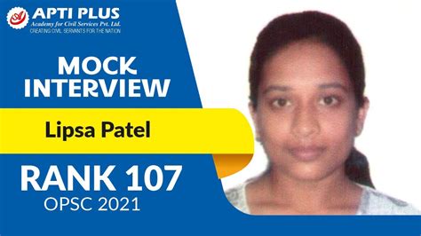 Lipsa Patel Rank Opsc Mock Interview Youtube