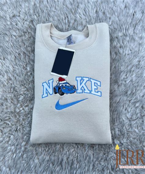 Sally And Mcqueen Cars Christmas Disney Nike Embroidered Sweatshirt