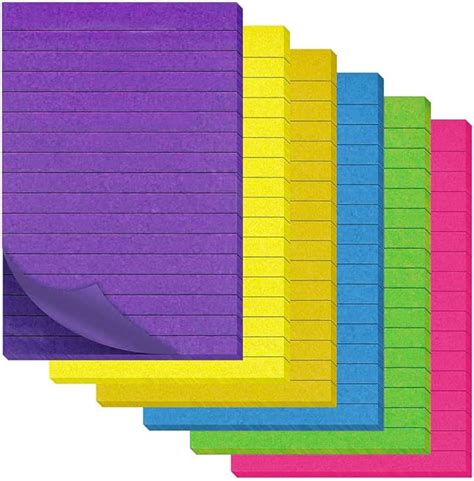 KANOSON Sticky Notes 6 Pièces Notes Autocollantes Lignes 300 Feuilles