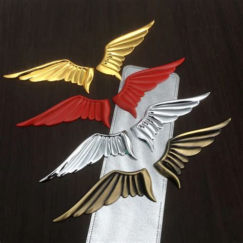 1 Pair 3D Metal Angel Hawk Wings Car Emblem Badge Stickers Decal Car