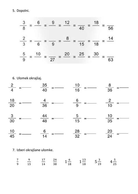 KrajŠanje Ulomkov Online Exercise For Live Worksheets