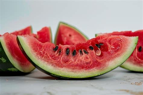 Premium Photo Ripe Watermelon And Juicy Piece On A White Background