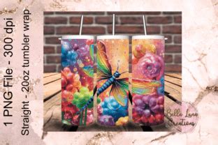 Dragonfly 3D Design Tumbler Wrap Graphic By Bella Luna Creations