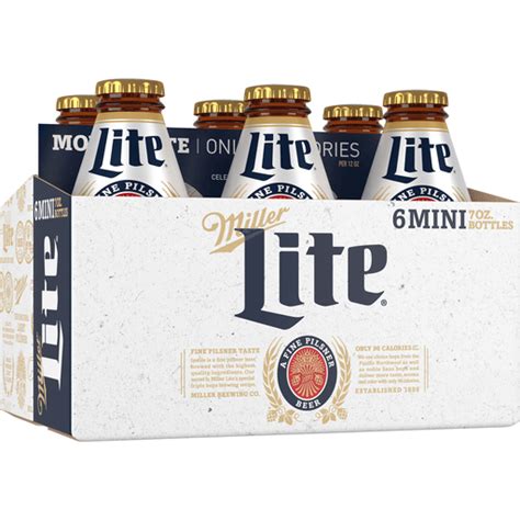 Miller Lite American Light Lager Beer 4 2 Abv 6 Pack 7 Oz Beer Bottles Beer Foodtown