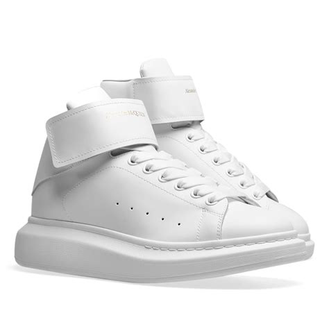 Alexander Mcqueen Hi Top Strap Wedge Sole Sneaker White End