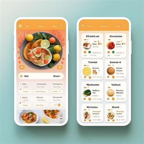 Premium AI Image Mobile App Layout Design Of Nutrition And Recipe App