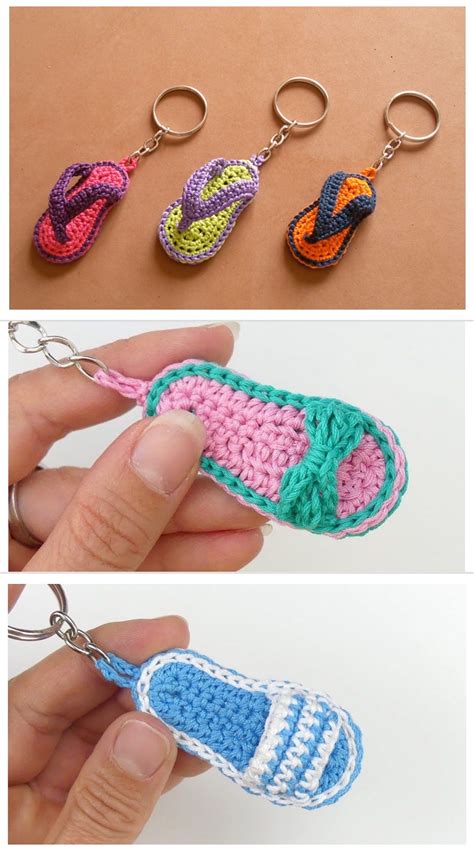 Crochet Mini Sandals Keychain Tutorials More Crochet Flip Flops