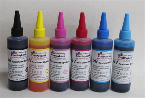 6 X New Uv Resistant Dye Ink Printer Refill For Epson Artisan 730 800