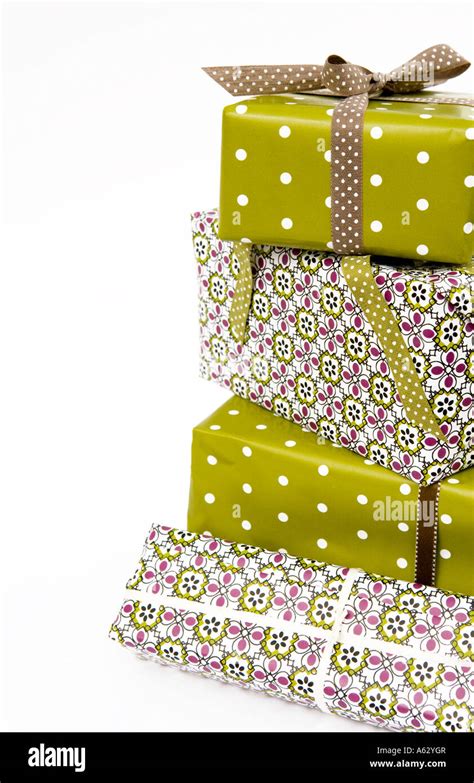 Gift Wrapped Parcels Piled High Stock Photo Alamy