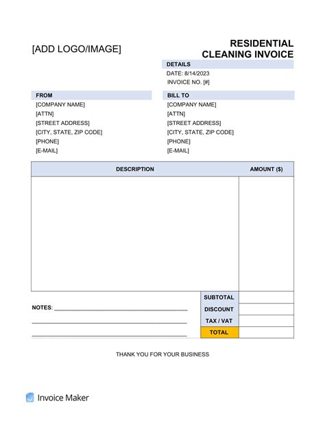 Free Printable Cleaning Invoice Templates Word And Excel