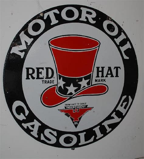 Red Hat Motor Oil And Gasoline Porcelain Sign Porcelain Signs