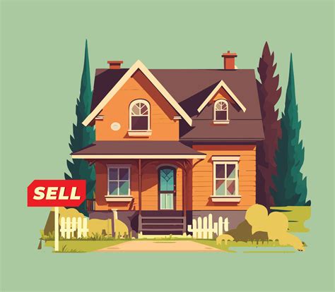 House for sell 2d flat vector illustration. For Realtor, Housing ...