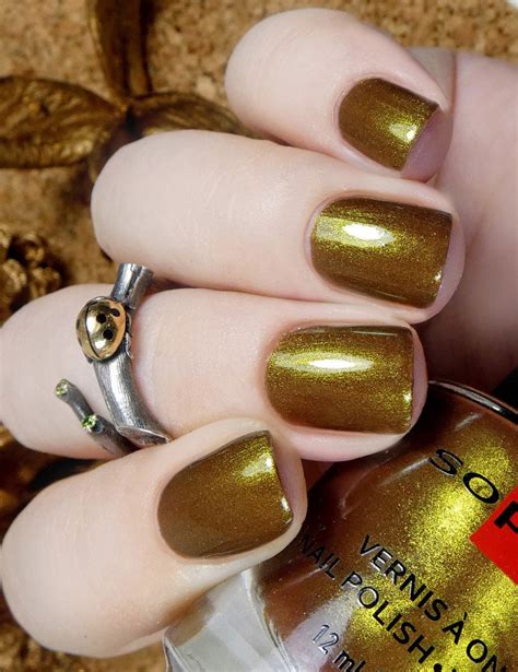 Shimmering Olive Bronze Nail Polish Sophin Brocade Warm Autumn