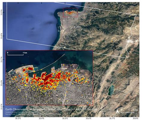 NASA Advanced Rapid Imaging Satellite Maps Blast Damage: Beirut ...